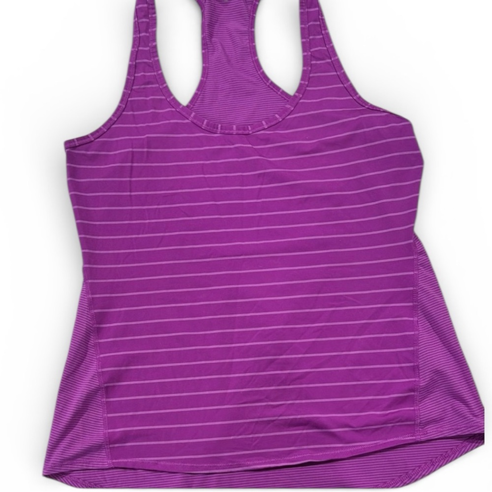 Athleta Purple Striped Racerback Tank Top Size Medium EUC